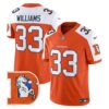 Denver Broncos Throwback Vapor Limited Jersey V2 – All Stitched – Orange Alternate – Javonte Williams Jersey