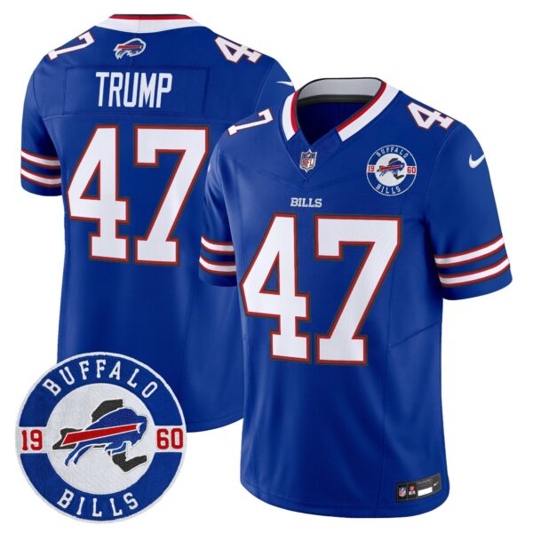 Buffalo Bills 2024 Vapor Limited Jersey – Est. 1960 Patch – All Stitched – Royal – Donald Trump Jersey