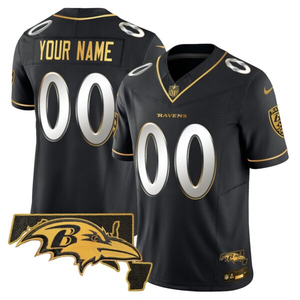 Ravens 2024 Gold Vapor Limited Custom Jersey – All Stitched – Black Limited Jersey