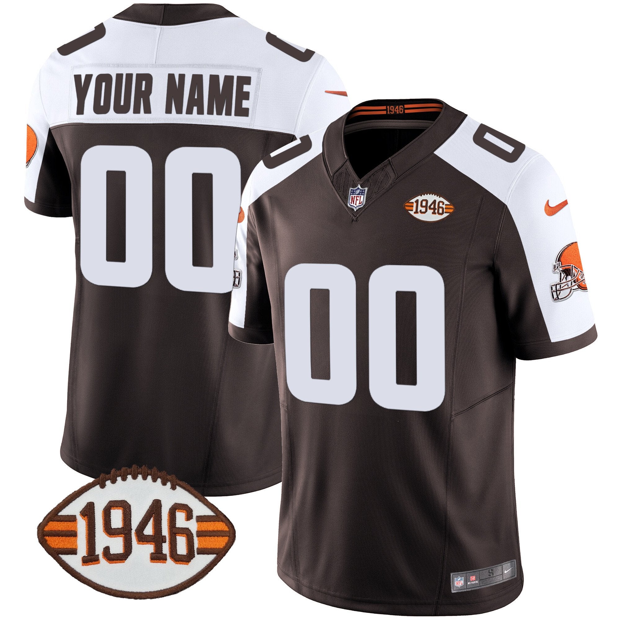 Browns 1946 75th Anniversary Patch Custom Jersey – All Stitched – Alternate Jersey