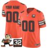 Browns #32 Jim Brown Memorial Patch Vapor Limited Custom Jersey V2 – All Stitched – Orange Jersey