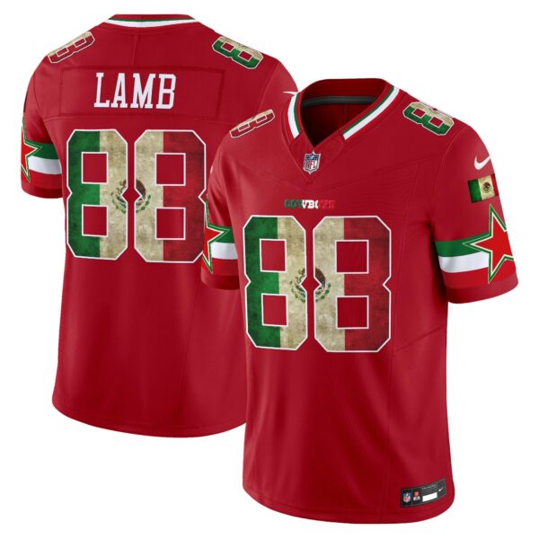 Dallas Cowboys Mexico Vapor Limited Jersey V3 – All Stitched – Red – CeeDee Lamb Jersey