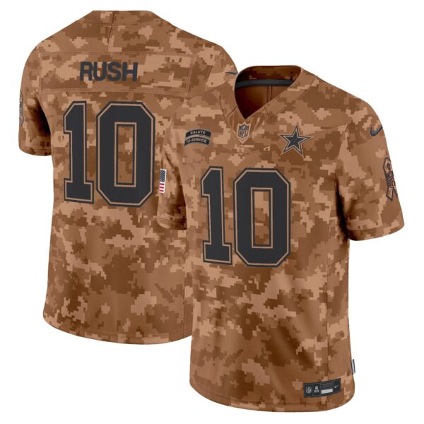 Dallas Cowboys 2024 Salute to Service Vapor Limited Jersey – All stitched – Brown Camo – Cooper Rush Jersey