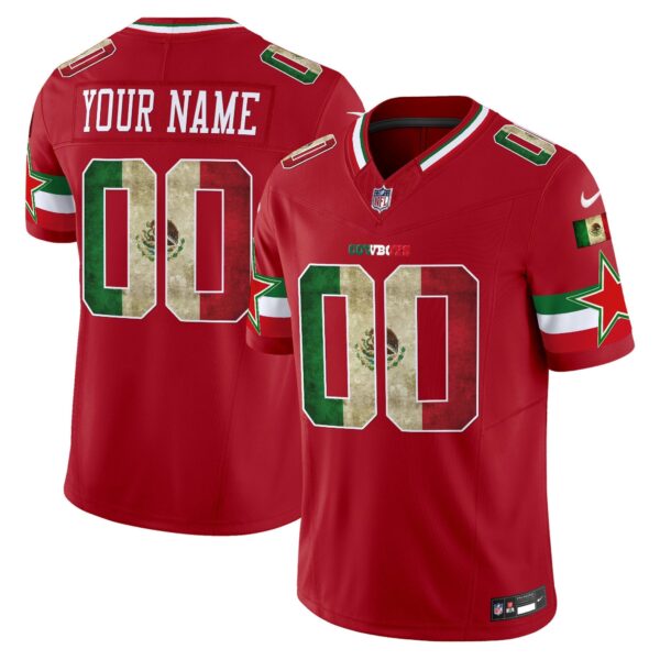 Dallas Cowboys Mexico Vapor Limited Custom Jersey V3 – All Stitched – Red Jersey