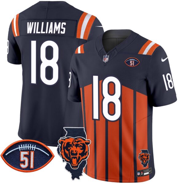 Bears Illinois Patch Vapor Limited Jersey V2 – All Stitched – Navy Special – Caleb Williams Jersey