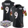 Ravens Maryland Flag 2024 AFC North Division Champions Patch Vapor Limited Jersey – All Stitched – Black – Justin Tucker Jersey