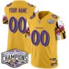 Ravens Maryland Flag 2024 AFC North Division Champions Patch Vapor Limited Custom Jersey – All Stitched – Gold Jersey