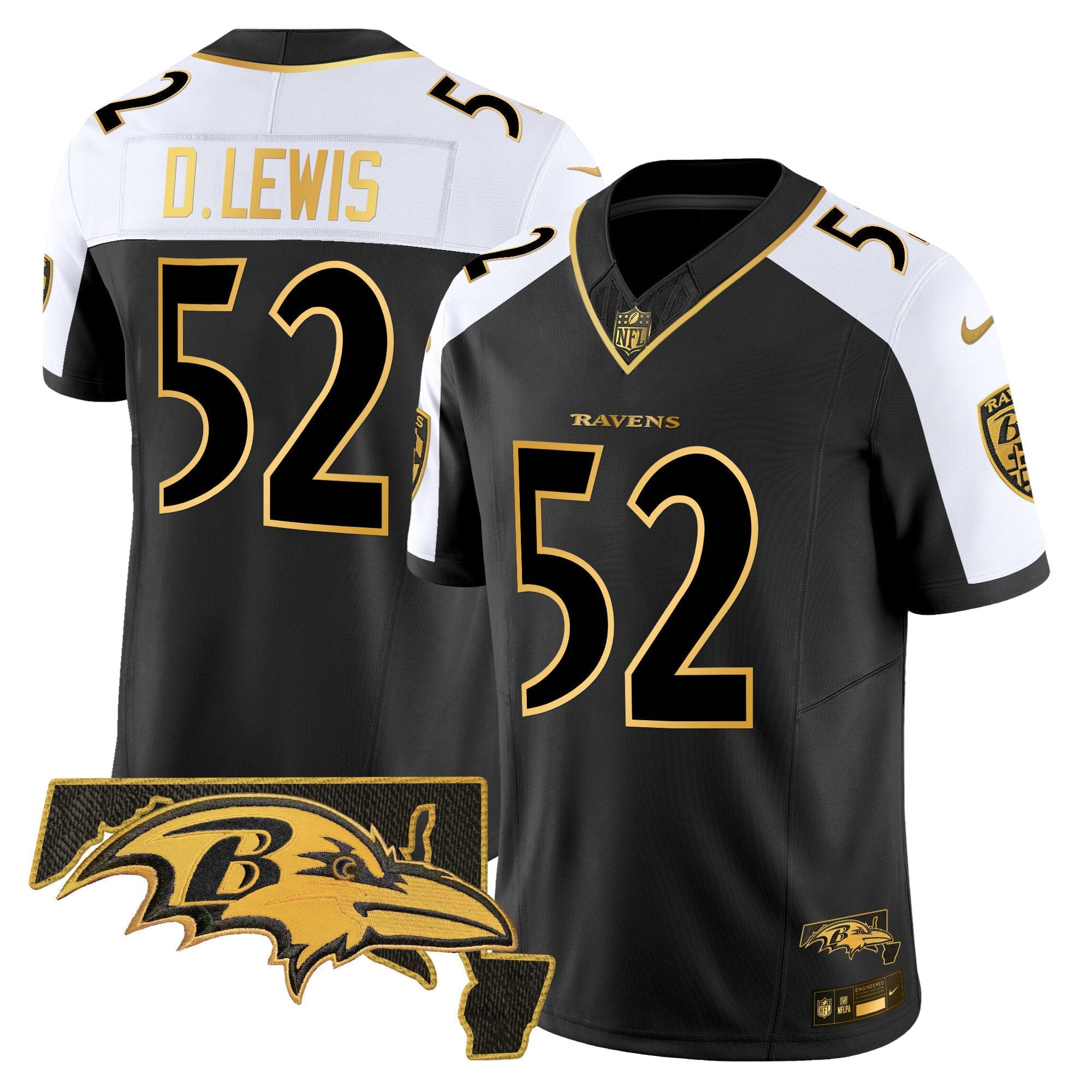 Ravens 2024 Gold Vapor Limited Jersey – All Stitched – Alternate – Ray Lewis Jersey