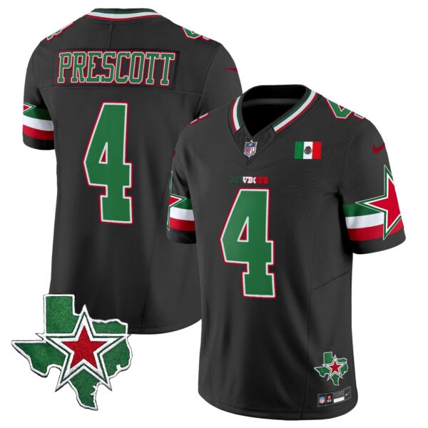 Cowboys 2024 Mexico Vapor Limited Jersey – All Stitched – Black – Dak Prescott Jersey