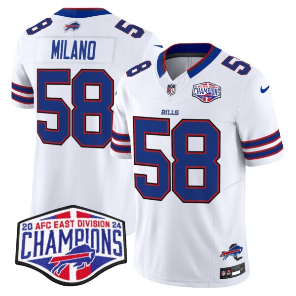 Bills 2024 AFC East Division Champions Vapor Limited Jersey – All Stitched – White – Matt Milano Jersey