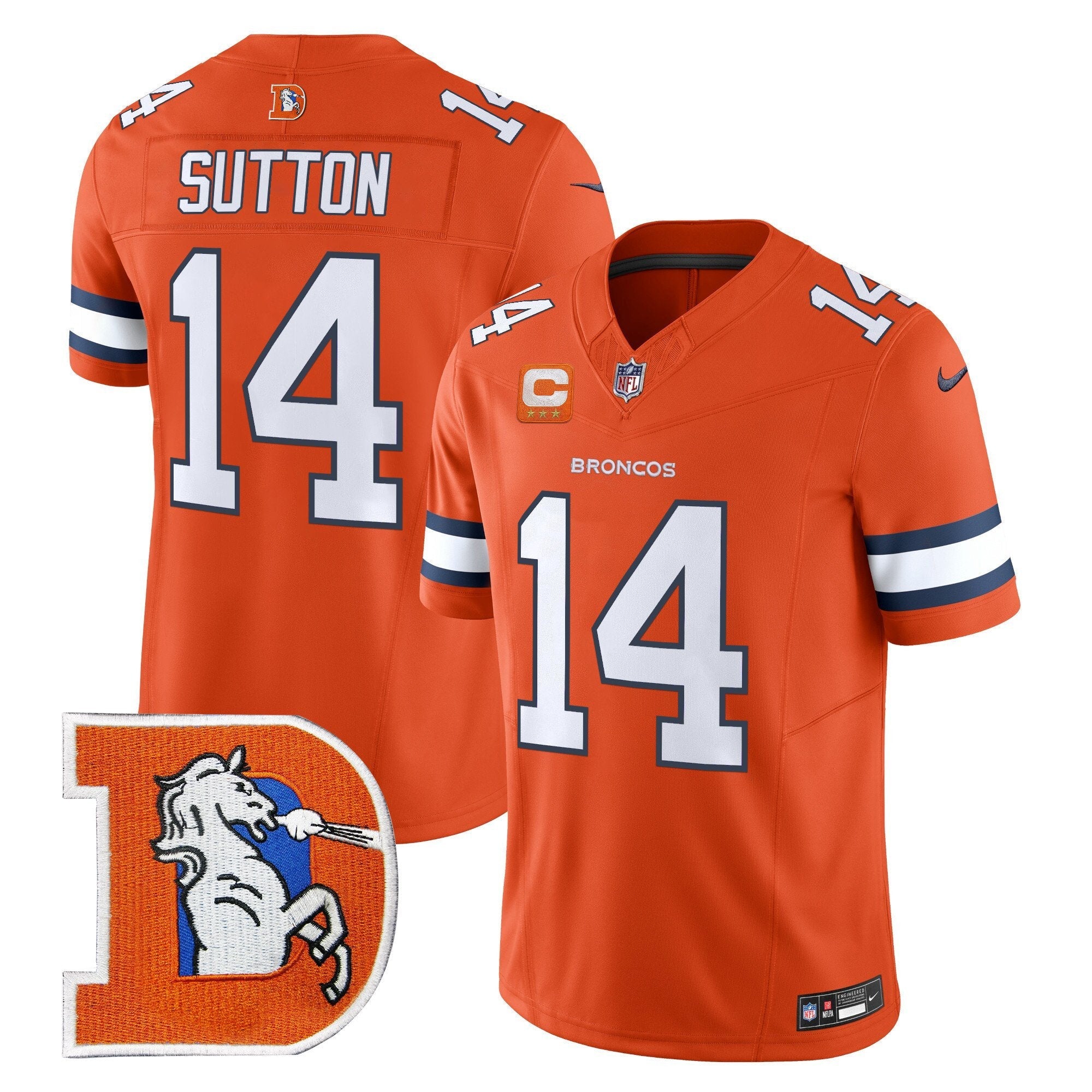 Denver Broncos Throwback Vapor Limited Jersey V2 – All Stitched – Orange – Courtland Sutton Jersey