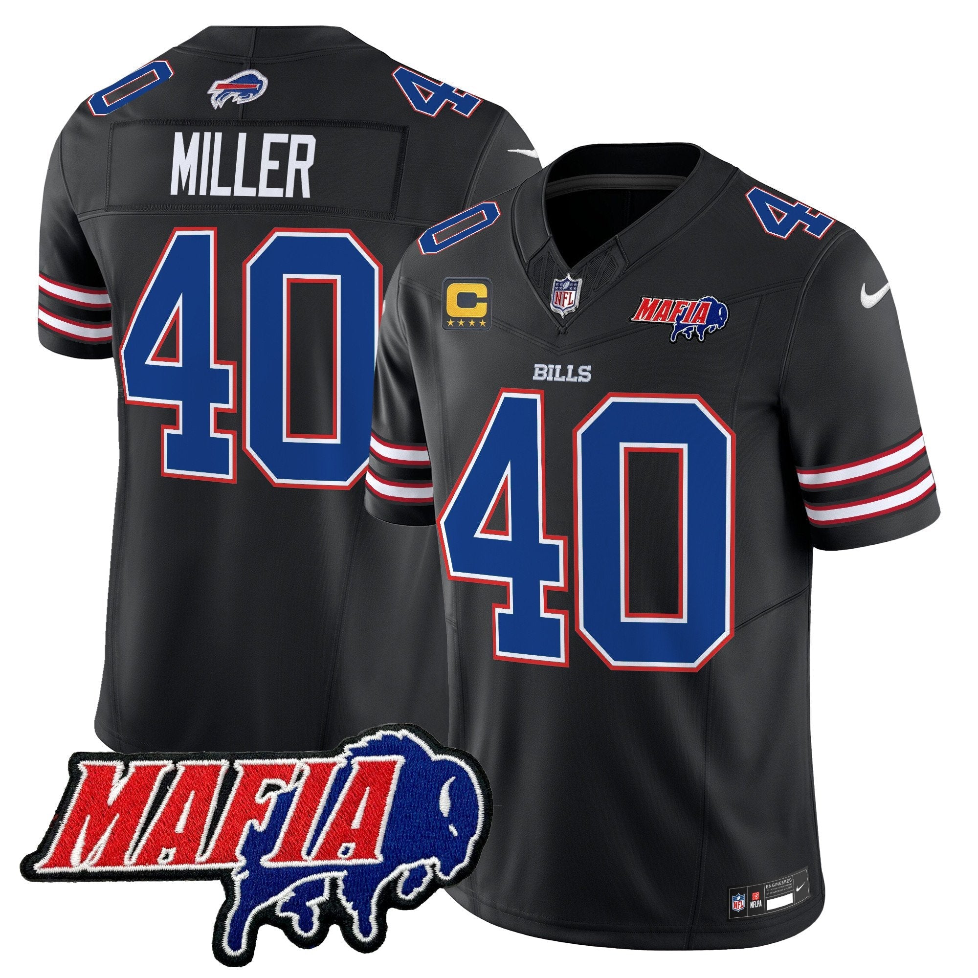 Buffalo Bills 2024 Bills Mafia Patch Vapor Limited Jersey – All Stitched – Black – Von Miller Jersey