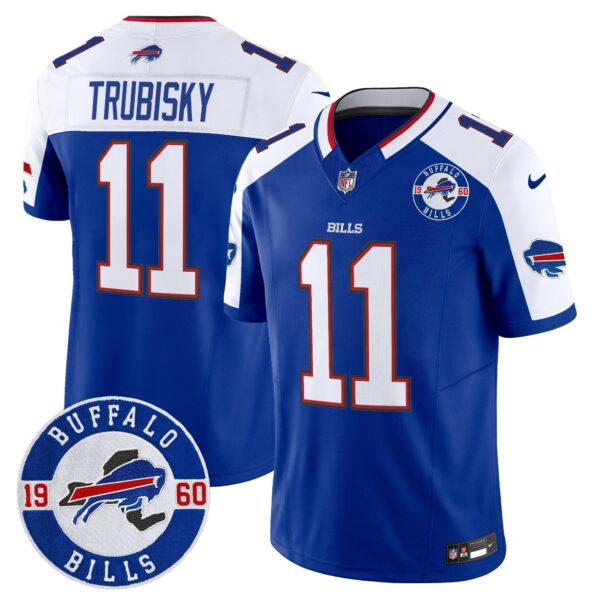 Buffalo Bills 2024 Vapor Limited Jersey – Est. 1960 Patch – All Stitched – Royal Alternate – Mitchell Trubisky Jersey
