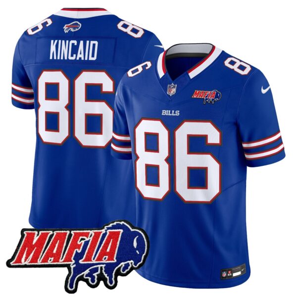 Buffalo Bills 2024 Bills Mafia Patch Vapor Limited Jersey – All Stitched – Royal – Dalton Kincaid Jersey