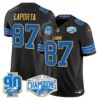 Detroit Lions 2024 NFC North Division Champions Patch Gold Trim Vapor Limited Jersey – All Stitched – Black – Sam Laporta Jersey