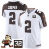 Browns #32 Jim Brown Memorial Patch Vapor Limited Jersey V2 – All Stitched – Inverted – Amari Cooper Jersey