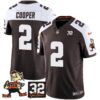 Browns #32 Jim Brown Memorial Patch Vapor Limited Jersey V2 – All Stitched – Alternate – Amari Cooper Jersey