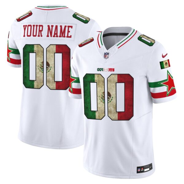 Dallas Cowboys Mexico Vapor Limited Custom Jersey V3 – All Stitched – White Jersey