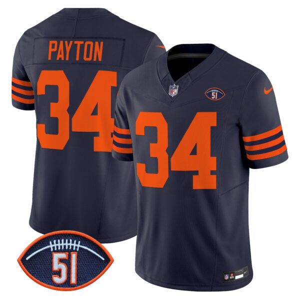 Chicago Bears Dick Butkus Patch Throwback Vapor Limited Jersey – All Stitched – Navy – Walter Payton Jersey