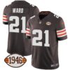 Browns 1946 75th Anniversary Patch Jersey – All Stitched – Brown – Denzel Ward Jersey
