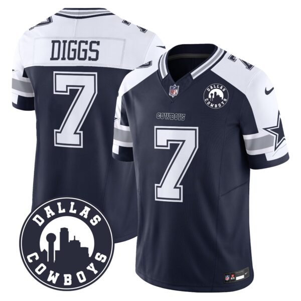 Cowboys “Dallas City” Patch Vapor Limited Jersey – All Stitched – Alternate – Trevon Diggs Jersey