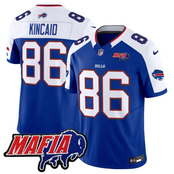 Buffalo Bills 2024 Bills Mafia Patch Vapor Limited Jersey – All Stitched – Royal Alternate – Dalton Kincaid Jersey