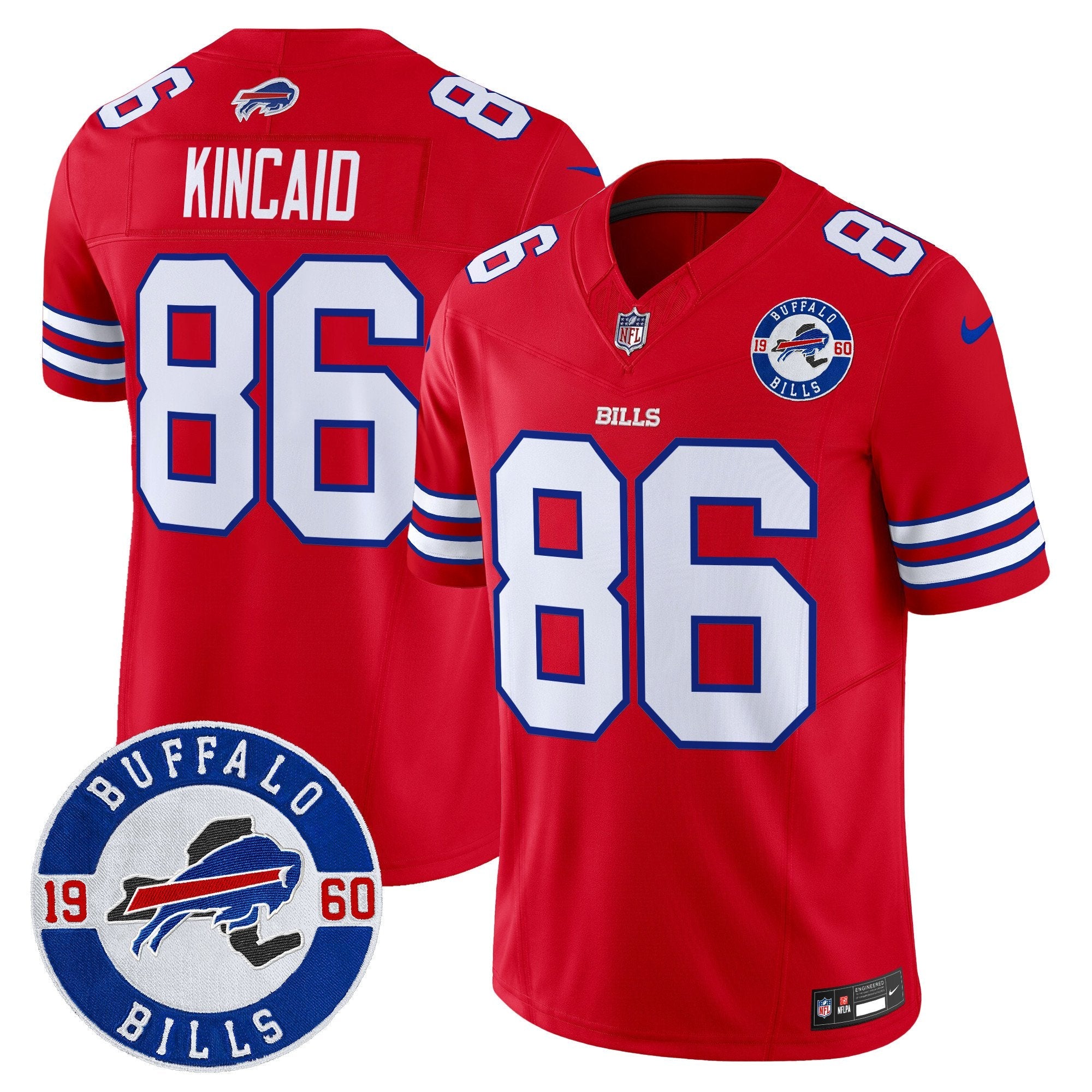 Buffalo Bills 2024 Vapor Limited Jersey – Est. 1960 Patch – All Stitched – Red – Dalton Kincaid Jersey