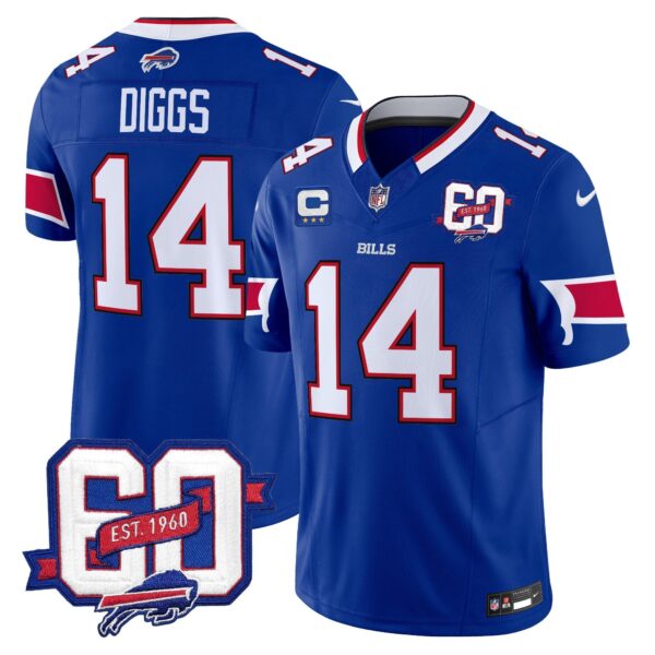 Bills 60th Anniversary Patch Vapor Limited Jersey – All Stitched – Royal – Stefon Diggs Jersey