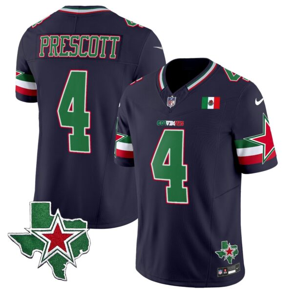 Cowboys 2024 Mexico Vapor Limited Jersey – All Stitched – Navy – Dak Prescott Jersey