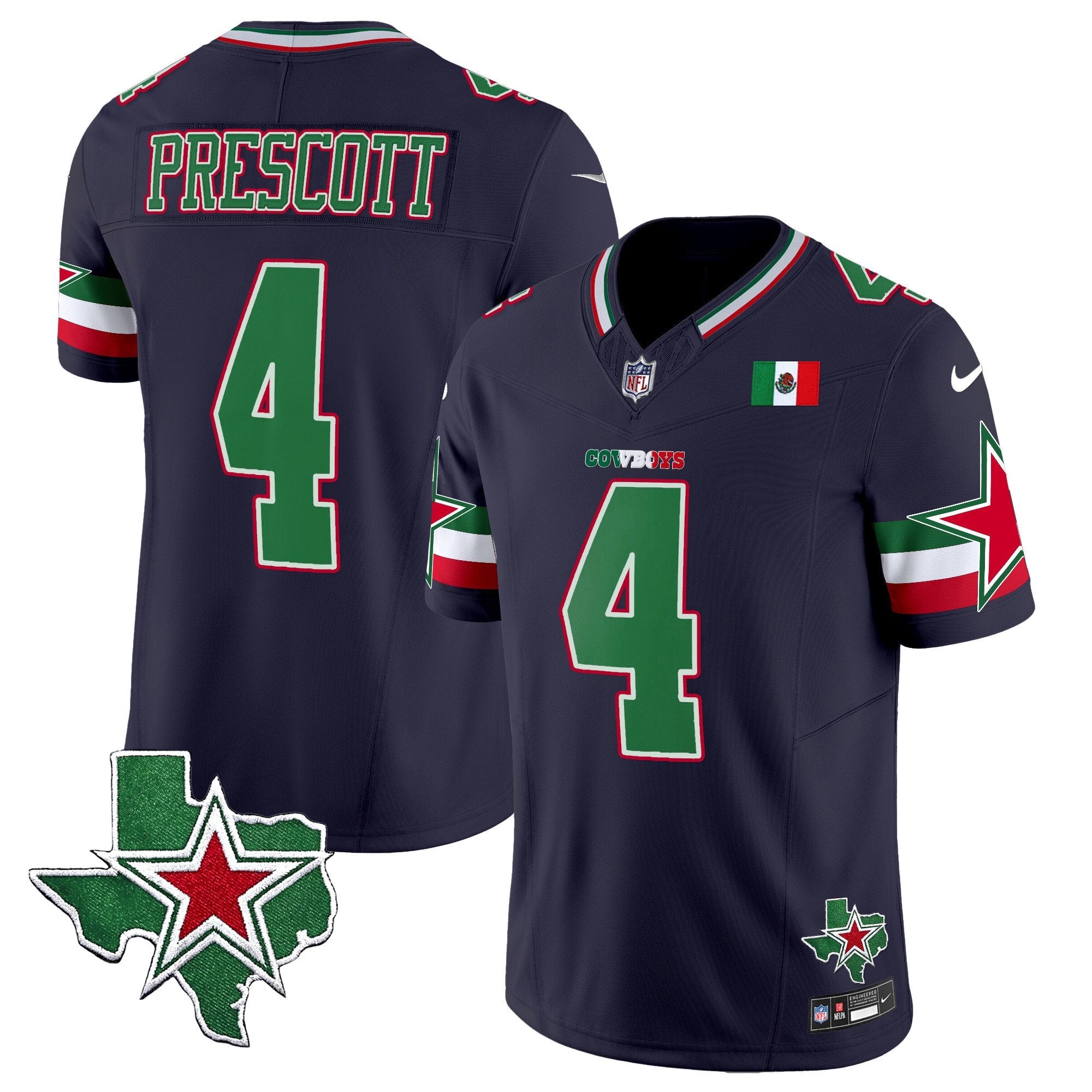 Cowboys 2024 Mexico Vapor Limited Jersey – All Stitched – Navy – Dak Prescott Jersey
