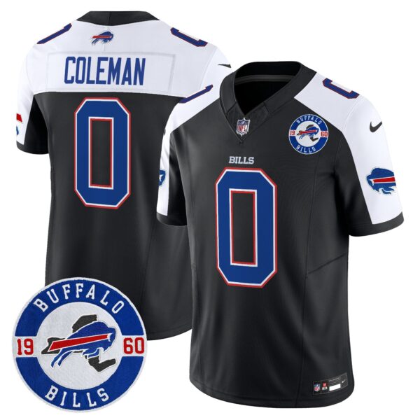 Buffalo Bills 2024 Vapor Limited Jersey – Est. 1960 Patch – All Stitched – Black Alternate – Keon Coleman Jersey