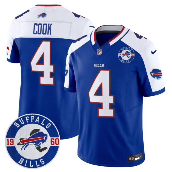 Buffalo Bills 2024 Vapor Limited Jersey – Est. 1960 Patch – All Stitched – Royal Alternate – James Cook Jersey