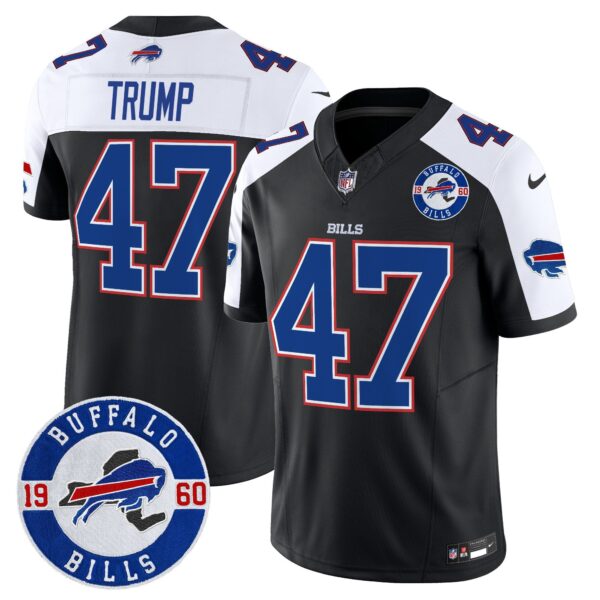 Buffalo Bills 2024 Vapor Limited Jersey – Est. 1960 Patch – All Stitched – Black Alternate – Donald Trump Jersey
