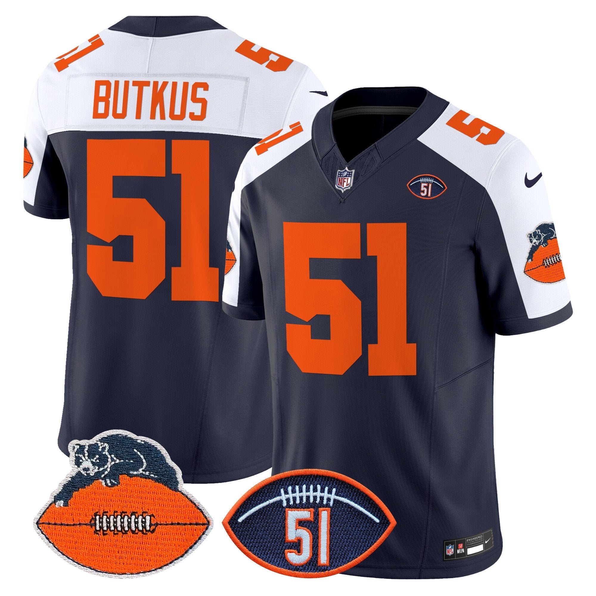 Chicago Bears Dick Butkus Patch Throwback Vapor Limited Jersey – All Stitched – Navy Alternate – Dick Butkus Jersey