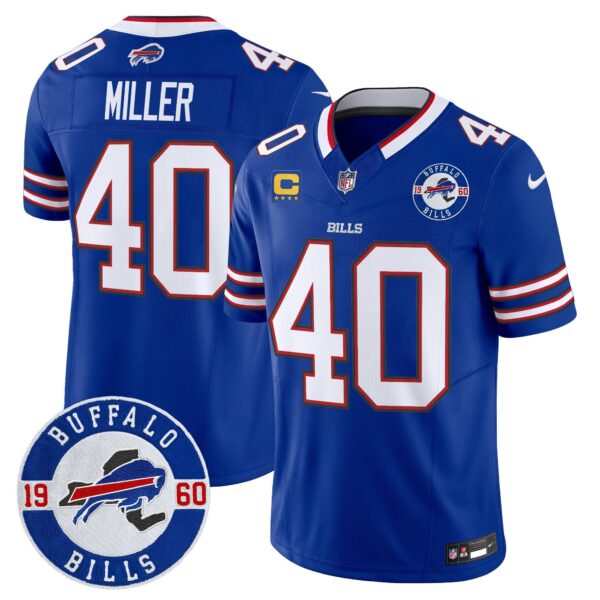 Buffalo Bills 2024 Vapor Limited Jersey – Est. 1960 Patch – All Stitched – Royal – Von Miller Jersey