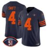 Chicago Bears Dick Butkus Patch Throwback Vapor Limited Jersey – All Stitched – Navy – D’Andre Swift Jersey