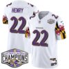 Ravens Maryland Flag 2024 AFC North Division Champions Patch Vapor Limited Jersey – All Stitched – White – Derrick Henry Jersey