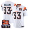 Denver Broncos 3-Time Champions Patch Vapor Limited Jersey – All Stitched – White – Javonte Williams Jersey