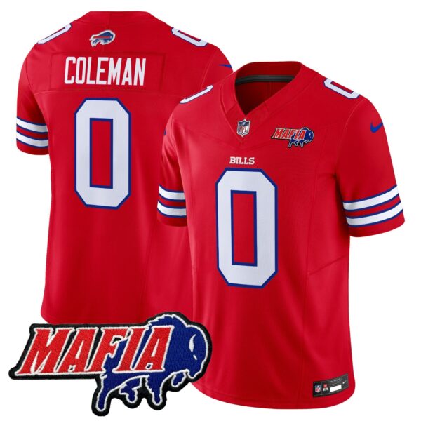 Buffalo Bills 2024 Bills Mafia Patch Vapor Limited Jersey – All Stitched – Red – Keon Coleman Jersey