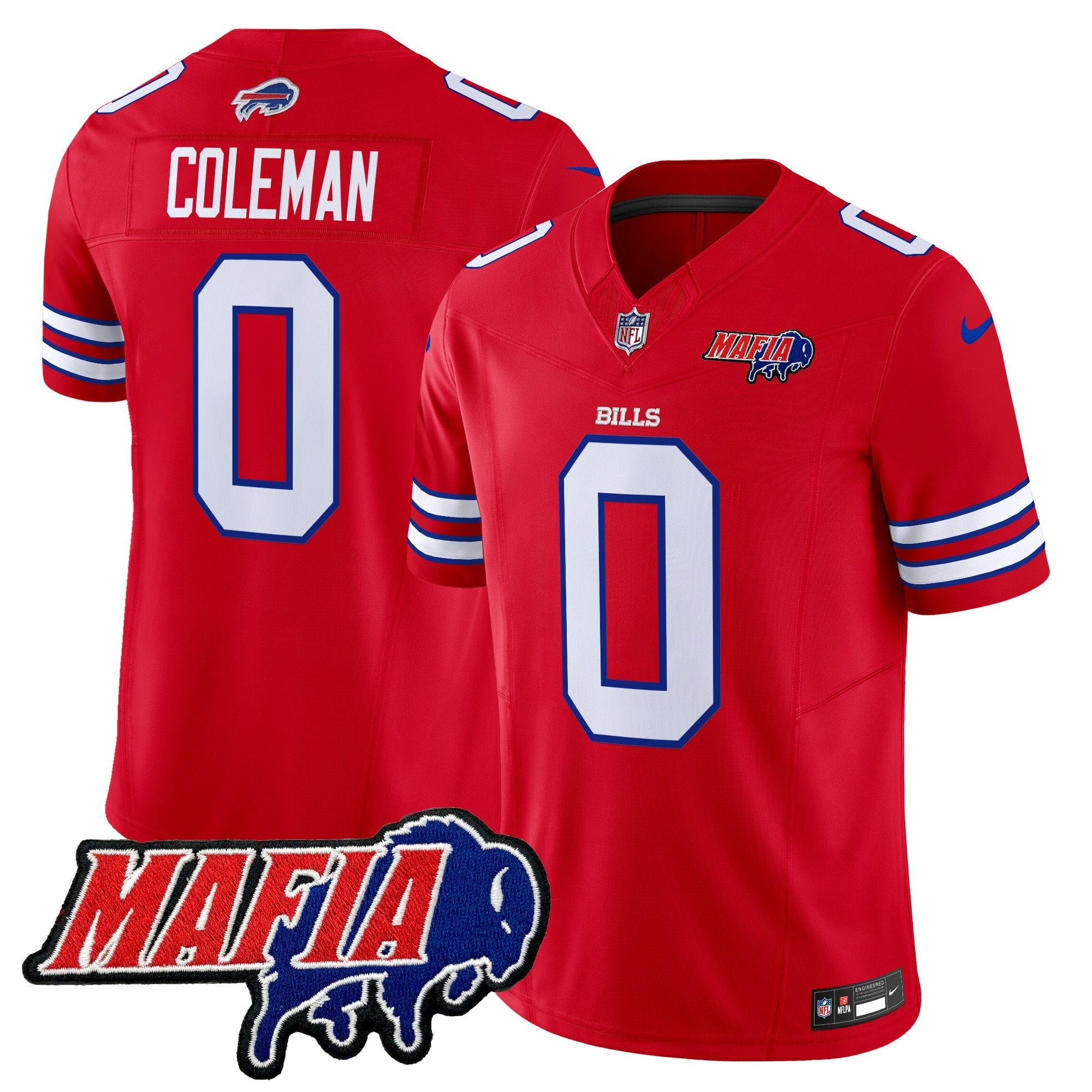 Buffalo Bills 2024 Bills Mafia Patch Vapor Limited Jersey – All Stitched – Red – Keon Coleman Jersey
