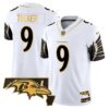 Ravens Maryland Patch Gold Vapor Limited Jersey V2 – All Stitched – White Gold – Justin Tucker Jersey