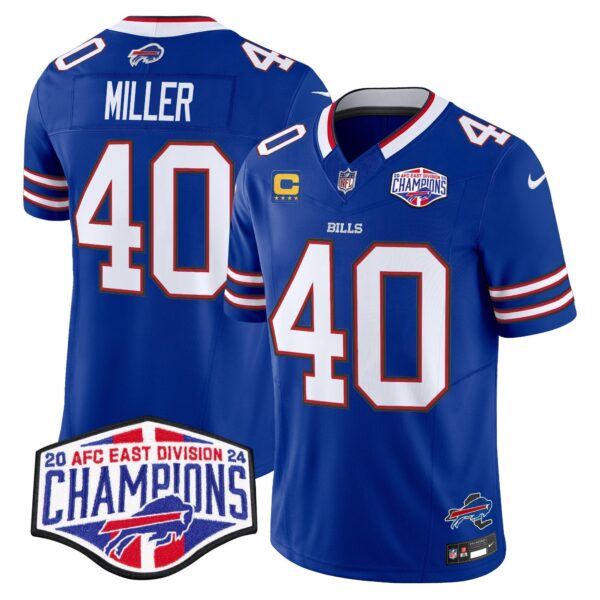 Bills 2024 AFC East Division Champions Vapor Limited Jersey – All Stitched – Royal – Von Miller Jersey