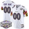 Ravens Maryland Flag 2024 AFC North Division Champions Patch Vapor Limited Custom Jersey – All Stitched – White Jersey