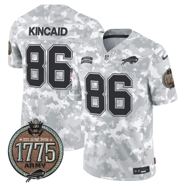 Bills 2024 Salute to Service Establishment Year Patch Vapor Limited Jersey – All Stitched – Army – Dalton Kincaid Jersey