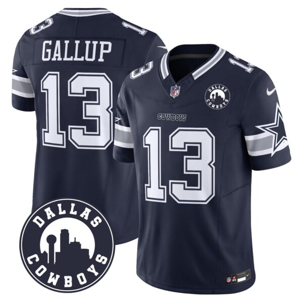 Cowboys “Dallas City” Patch Vapor Limited Jersey – All Stitched – Navy – Michael Gallup Jersey