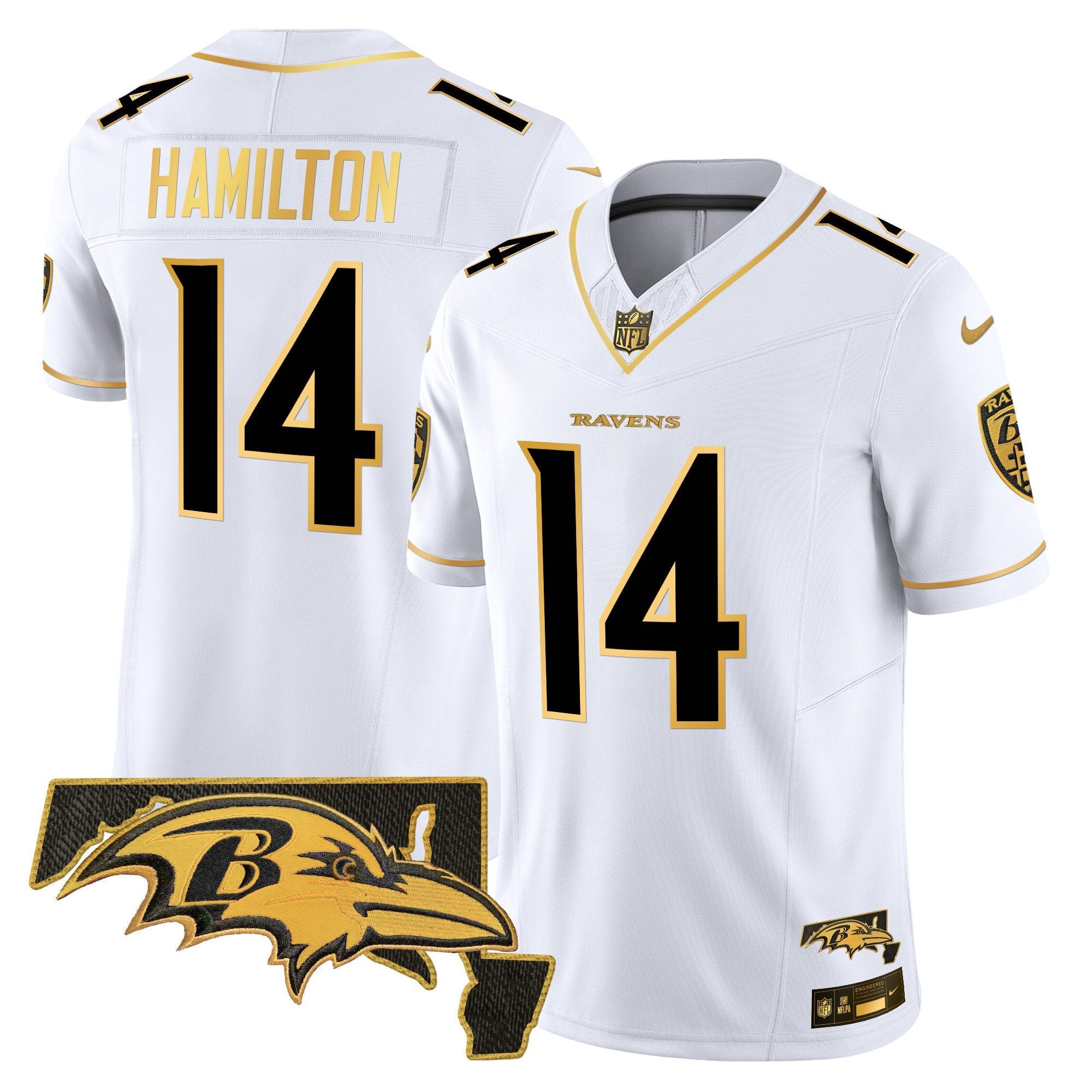 Ravens 2024 Gold Vapor Limited Jersey – All Stitched – White Gold – Kyle Hamilton Jersey