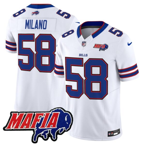 Buffalo Bills 2024 Bills Mafia Patch Vapor Limited Jersey – All Stitched – White – Matt Milano Jersey