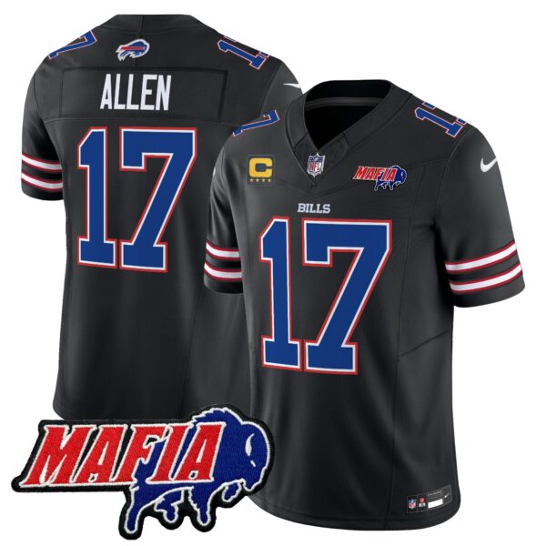 Buffalo Bills 2024 Bills Mafia Patch Vapor Limited Jersey – All Stitched – Black – Josh Allen Jersey