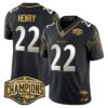 Ravens Maryland Flag Map 2024 AFC North Division Champions Patch Gold Vapor Limited Jersey – All Stitched – Black Limited – Derrick Henry Jersey