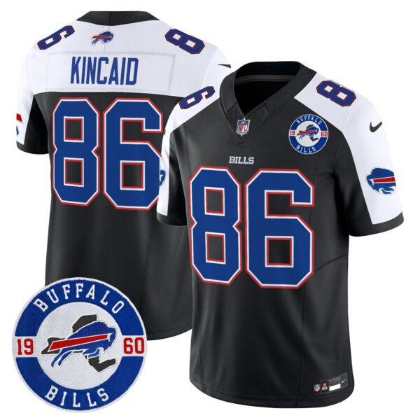 Buffalo Bills 2024 Vapor Limited Jersey – Est. 1960 Patch – All Stitched – Black Alternate – Dalton Kincaid Jersey